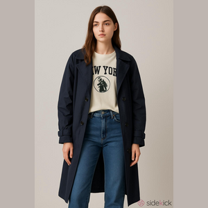 Retro 80's Classic Navy Women's Trench Coat